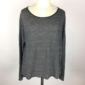 Vince black and white striped linen L/S top
